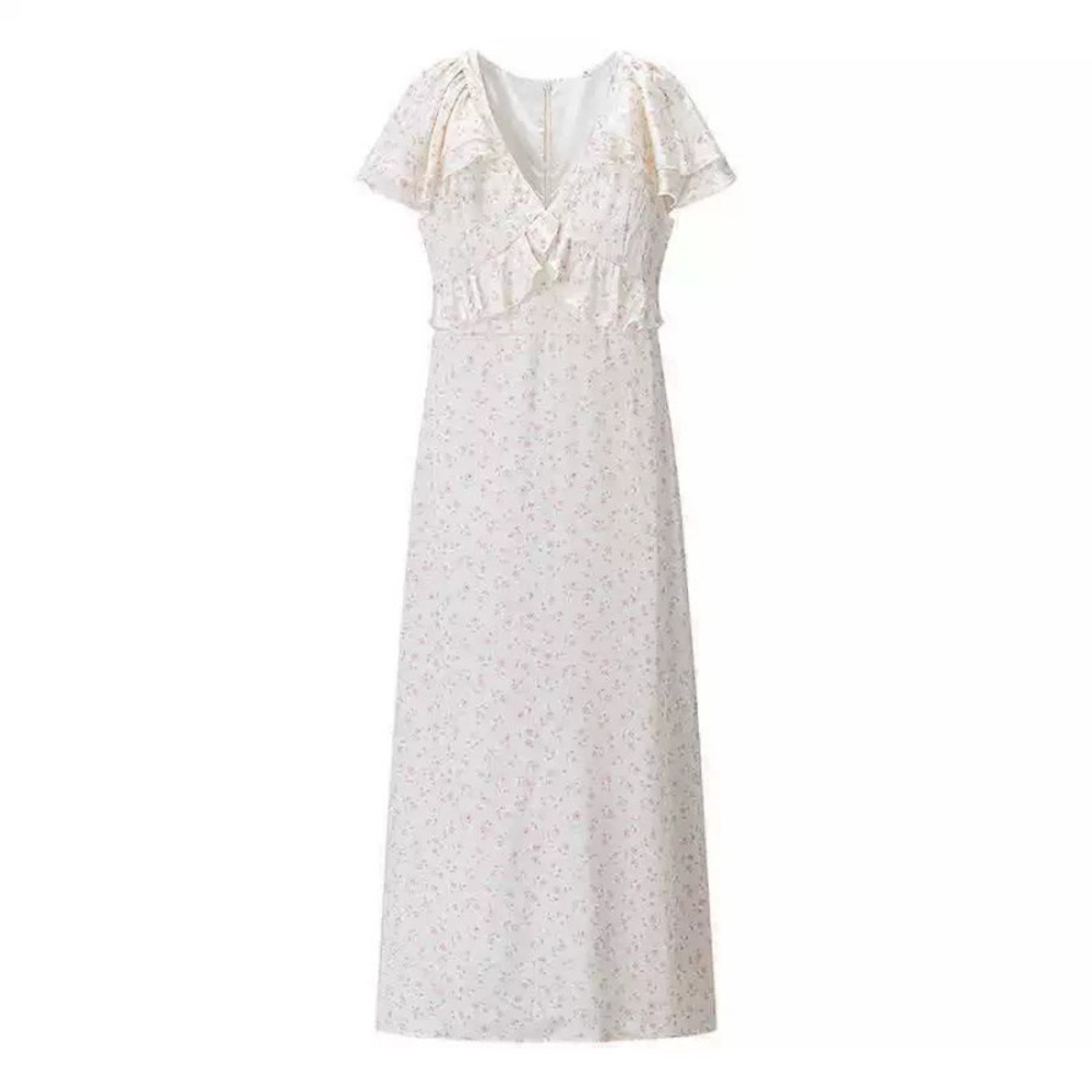 ZARA Summer Chic Floral Ruffle Neck Bodycon Dress